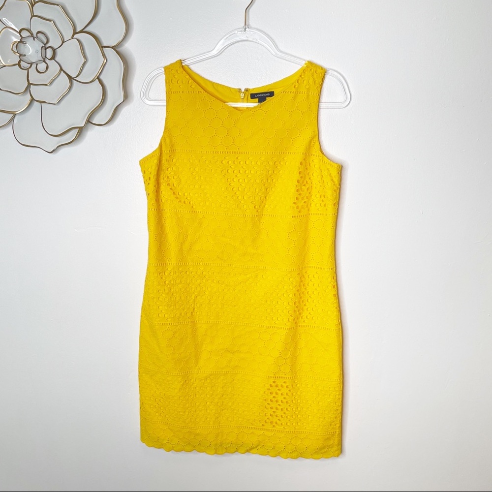 Land’s End yellow eyelet sheath dress sleeveless